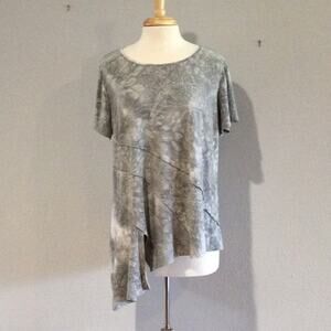 Sami & Jo Plus Gray & White Asymmetrical Women's Top Size 1X
